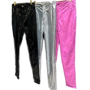 Black Faux Patent Leather Pants